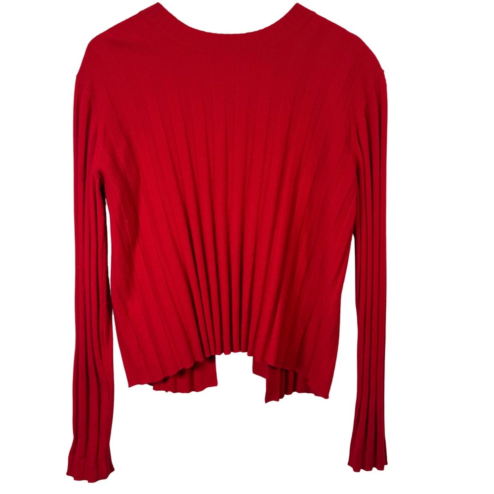 Derek Lam 10 Crosby Womens Cardigan Medium Red‎ Knit Sweater Open Tie Back Bows